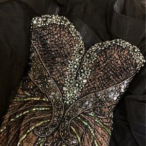 Jovani Hand Beaded Black Prom Dress with Tulle